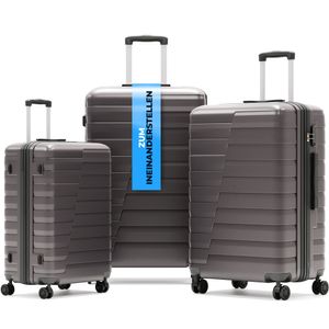 SRK smarTravel Kofferset 3 teilig grau in klein, mittelgroß & groß | Hochwertiges ABS Koffer Set | Handgepäck Koffer & Reisekoffer | Hartschalenkoffer