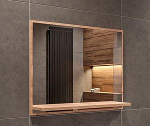 Badspiegel mit Ablage Sonoma - H:50 x B: 60 cm - Bathroom Mirror - Moderner Badezimmer Spiegel Rechteckig - Wandspiegel mit Regal