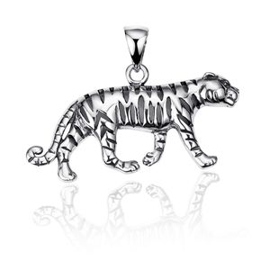 MATERIA Herren Kettenanhänger Tiger aus 925 Sterling Silber geschwärzt mit Halskette 45 - 70cm in Schmuck Box, Länge Halskette:ohne Kette