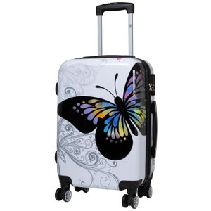 Polycarbonat Kleiner Handgepäck Reisekoffer Butterfly Weiß Schmetterling 55 cm Motivkoffer