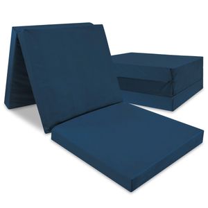 Gästebett Matratze Klappmatratze 195x65x8 cm - Gästematratze klappbar foldable mattress Faltmatratze mit abnehmbarem ökologisch Bezug Bodenmatratze Velvet Marineblau
