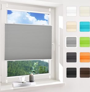 Allesin Plissee Klemmfix ohne Bohren, Grau 60x230cm (BxH), Plisseerollo Fensterrollo Jalousie mit Klemmträger, Blickdicht, Sichtschutz und Sonnenschutz, Easyfix, für Fenster und Tür