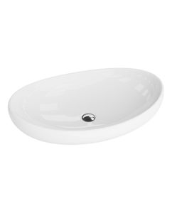 LAVITA Aufsatzwaschtisch Barco | Aufsatzwaschbecken Oval | Waschbecken Ohne Überlauf und Hahnloch | Aus hochwertigem Porzellan | Waschtisch | 63x42x16 cm | Weiß Glanz