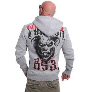 Yakuza Herren Throne Kapuzenpullover, Hellgrau Meliert, 3XL