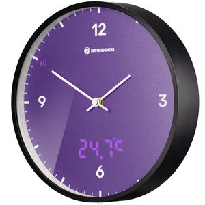 BRESSER MyTime LEDsec Wanduhr 24 cm mit Temperaturanzeige Farbe: violett