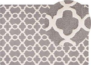 BELIANI Teppich Grau 140 x 200 cm Marokkanisches Muster Kurzflor Handgetuftet Rechteckig Elegant Klassisch