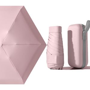 Prenosný mini dáždnik, dáždnik so 6 kosťami, ružový