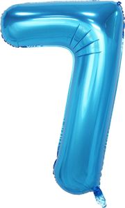 Oblique Unique 1x Folien Luftballon mit Zahl 7 Kinder Geburtstag Jubiläum Party Deko Ballon blau