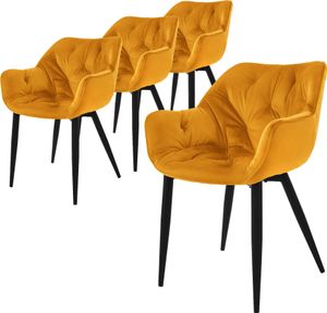 ML-Design 4er Set Esszimmerstuhl mit Rückenlehne, Senfgelb, aus Samt