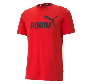 PUMA Herren T-Shirt - ESS Logo Tee, Rundhals, Baumwolle, uni Rot/Schwarz M