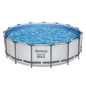 Bestway® Steel Pro MAX™ Frame Pool Komplett-Set mit Filterpumpe Ø 457 x 122 cm, lichtgrau, rund