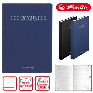 Herlitz Buchkalender Classic A6 2025, Jahr / Farbe:2025 / blau