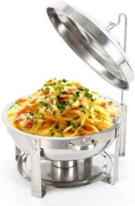 7,5L Speisenwärmer Chafing Dish Warmhaltebehälter Edelstahl Wärmebehälter Rund für Catering, Buffet und Party