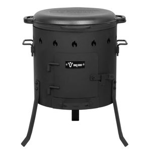 BBQ-Toro Gusseisen Kazan 16L mit Kazan Ofen Ø 40 cm, Gusstopf mit Deckel, Gulaschkessel, Feuerkessel