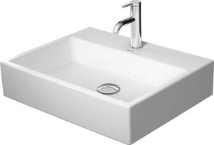 Duravit Waschtisch VERO AIR ohne Überlauf, mit Hahnlochbank, geschliffen, 600 x 470 mm 1 Hahnloch weiß