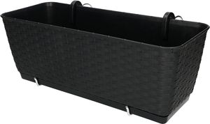 KOTARBAU® Balkonblumenkasten 40x15x15cm mit Bewässerungseinlage Anthrazit Rattan Imitation