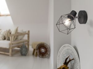Wandstrahler innen Retro Wandleuchte Industrial Drahtlampe Vintage Gitterlampe