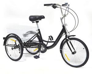 20 zoll  Erwachsenendreirad    Dreirad  8 Gang Erwachsene Senioren Fahrrad   mit Einkaufskorb  Geschenke für ältere Menschen und Eltern  (Schwarz)