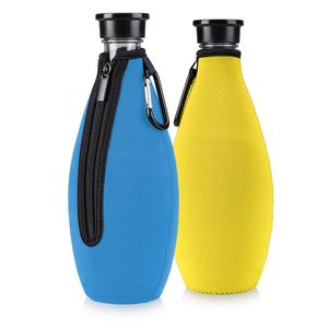 kwmobile 2x Schutzhülle kompatibel mit SodaStream Glasflasche - Neopren Hülle - Flaschen Kühler für Wasser Karaffe in Hellblau Gelb
