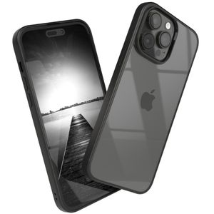 EAZY CASE Clear Hybrid Bumper Hülle kompatibel mit Apple iPhone 14 Pro Max, Handyhülle mit Aufprallschutz, Stoßfest, Kratzfest, dünne Schutzhülle mit Kameraschutz, Handy Case, Schwarz