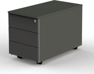 VARI Rollcontainer mit 3 Schubladen, 80 cm tief, Anthrazit