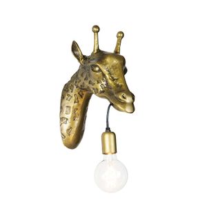 QAZQA - Landhaus I Vintage Vintage Wandlampe Messing - Giraffe I Wohnzimmer I Schlafzimmer - Aluminium Organisch - LED geeignet E27