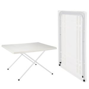 HI skladací kempingový stôl biely nastaviteľný 80x60x51/61 cm