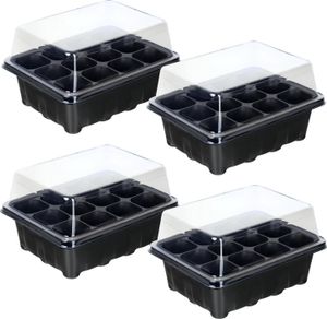 Schramm® 4 Stück Anzucht Set Gewächshaus Anzucht Schale Töpfe Zimmergewächshaus 18,5 x 15 x 8 cm für 48 Anzuchttöpfe Anzuchtset Mini-Gewächshaus schwarz Schramm® 4 Stück Anzucht Set Gewächshaus Anzucht Schale Töpfe Zimmergewächshaus 18,5 x 15 x 8 cm für 48 Anzuchttöpfe Anzuchtset Mini-Gewächshaus schwarz