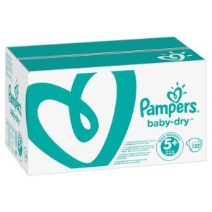 Pampers Baby Dry Gr.5+ Junior Plus 12-17kg MonatsBox, 132 Stück - Größe 5+ - 132 Stück