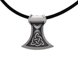 Keltischer Mittelalter Axt -Keltischer Knoten Anhänger  925 Sterling-Silber für Herren Mit Lederband  - Länge 38 cm.