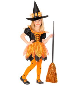 Kinderkostüm Hexe mit Kleid und Hut - Kinder 110 cm - 3-4 Jahre