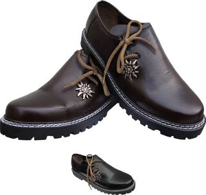 Trachtenschuhe Edelweiß Haferlschuhe Glattleder , Schuhgröße:41, Farbe:Dunkelbraun