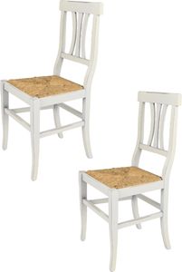 t m c s Tommychairs - Zestaw 2 krzeseł ARTEMISIA do kuchni i jadalni, solidna konstrukcja z lakierowanego drewna bukowego w stylu shabby chic, ręcznie wykonane antyczne wykończenie i słomiane siedzisko