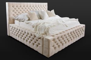 Luxus Bett Beige 156x230x105 cm JVmoebel