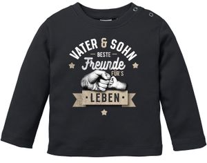 Baby Langarmshirt Babyshirt Junge Opa & Neffe, Opa & Enkel, Vater & Sohn Freunde für`s Leben Fäuste Moonworks® Vater&Sohn schwarz 80/86 (10-15 Monate)