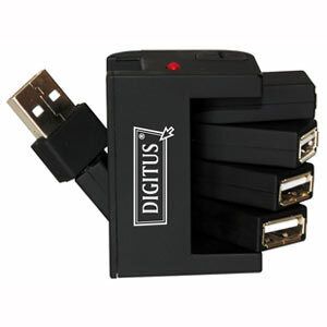 Digitus USB 2.0 Swivel Hub 4-Port, 480 Mbit/Sek, USB 2.0, USB 1.1