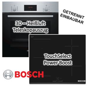 Herdset Bosch Einbau-Backofen mit Induktionskochfeld Ausschaltautomatik - autark, 60 cm