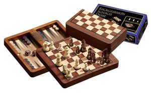 Philos 2517 - Reise-Schach-Backgammon-Dame-Set, magnetisch, Feld 18 mm, Königshöhe 37 mm