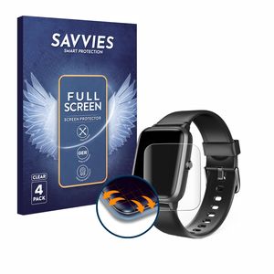 4x Savvies Flex Full-Cover Schutzfolie für Hama Fit Watch 5910 Full-Screen 3D Curved Transparent