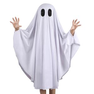 WeißEr Geist KostüM FüR Fancy Dress Kinder Halloween Cosplay Mantel Performance KostüM Robe Kinder Jungen MäDchen Kapuzenmantel-S