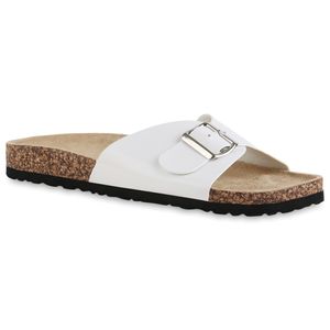 Mytrendshoe Herren Pantoletten Sandalen Profil-Sohle Bequeme Schuhe 835015, Farbe: Weiß, Größe: 43