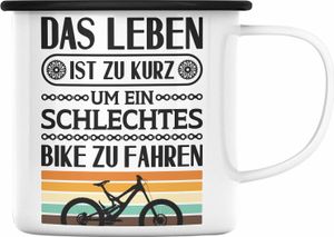 Trendation - Fahrrad Radfahrer Geschenk Rennrad Bike Geschenkidee Emaille Tasse Fahrradfahrer Emaille Emaille Tasse (Schwarz)