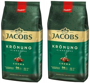 JACOBS Kaffeebohnen Krönung Crema  2 x 1 kg ganze Kaffee Bohnen geröstet Röstung