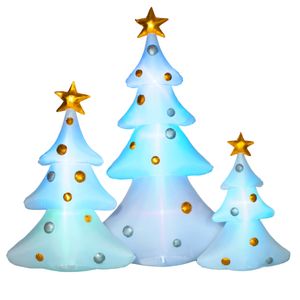 HOMCOM Aufblasbare Weihnachtsdekoration mit LED-Licht, 210 cm 3er-Set Selbstaufblasender Weihnachtsbaum Wasserdicht für Weihnachtsfeiern, Indoor, Outdoor