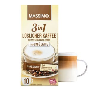MASSIMO 3in1 Löslicher Kaffee Typ Café Latte 16 Schachtel á 10 Stick x 125g / Vorratspackung Instantkaffee