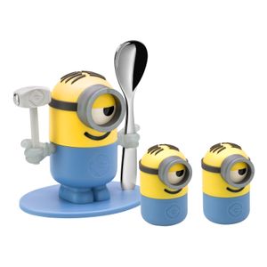 WMF Minions Eierbecher -Set 3-teilig, Becher mit Löffel, Salz und Pfefferstreuer, ab 3 Jahren, Kunststoff, bpa-frei