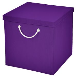 1 Stück Lila Faltbox 30 x 30 x 30 cm  Aufbewahrungsbox faltbar mit Kordel und mit Deckel