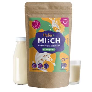 Drink MI:CH Haferdrink Pulver High Protein mit Reisprotein 250g Haferpulver zum selber Mixen, Ergibt bis zu 2 Liter, 100% vegane Haferdrink ohne Zuckerzusatz