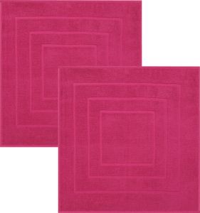Betz 2 Stück Badvorleger 60x60 cm PALERMO Badematte Badteppich Duschvorleger 100% Baumwolle 680g/m²  Farbe: cranberry