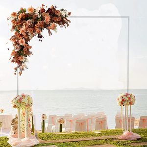 2m*2m Eisen Hochzeit Bogen Tür Hintergrund Schmiedeeisen dekorative Requisiten Blumenregal - Weiß